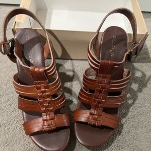 Mossimo Supply Co. Brown Strappy Woven Slingback Wedges